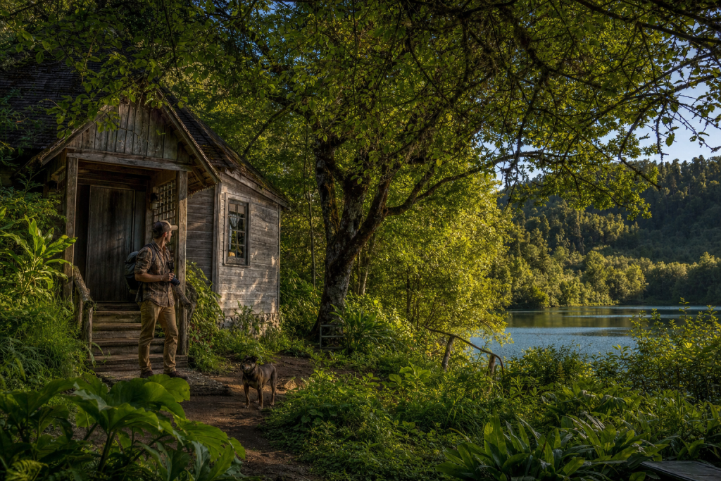Environmental portrait in a real-world setting, natural ambient light, storytelling composition