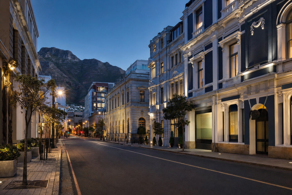 Cape Town street photography at blue hour with leading lines and architectural detail
