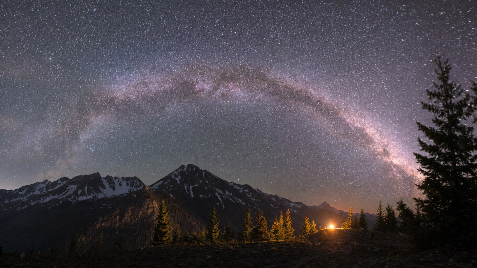 Milky Way and night sky over the iconic landmark of North Cascades National Park — a classic astrophotography composition for the park