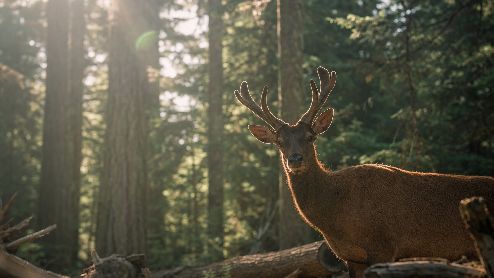 Telephoto wildlife and texture detail inside Olympic National Park during late afternoon golden light