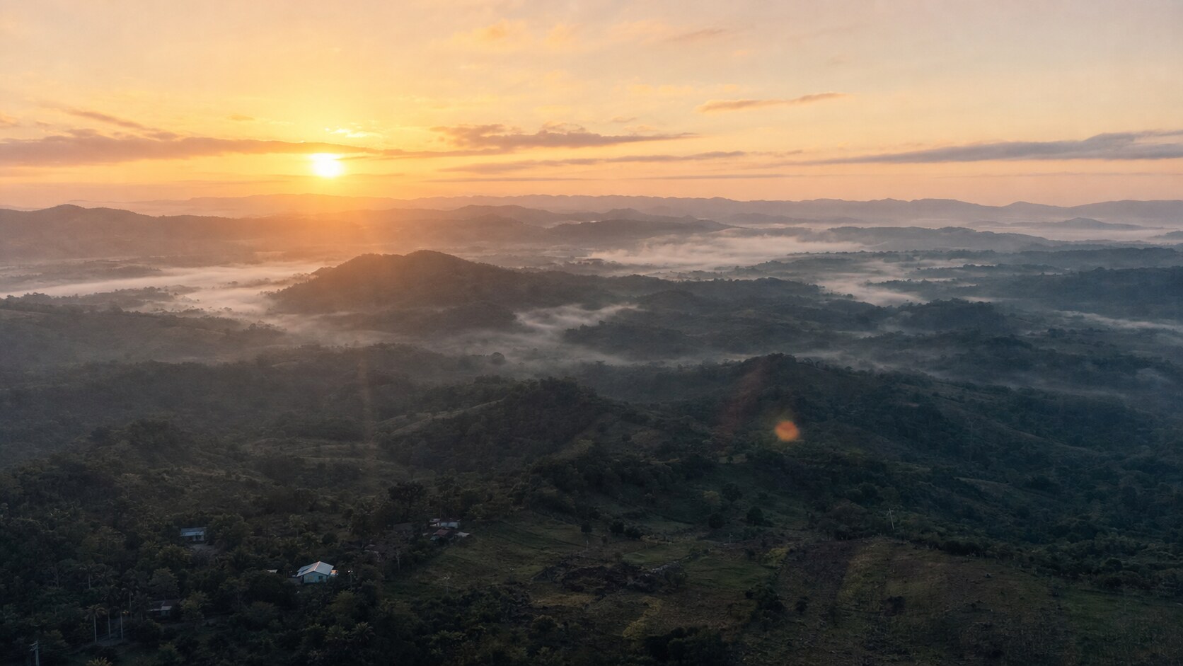 Sunrise aerial-style view of Cuba, the signature opening shot most photography tours begin with