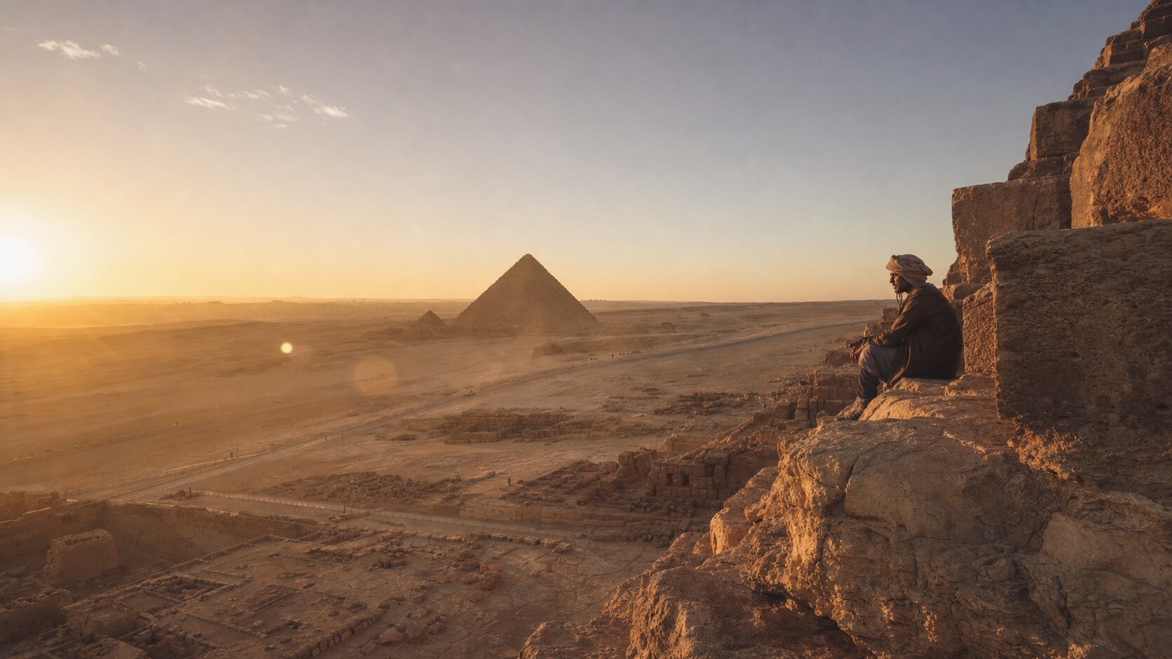 Egypt photography tour at golden hour — wide landscape view from the main scenic vantage point used by photographer-led tours