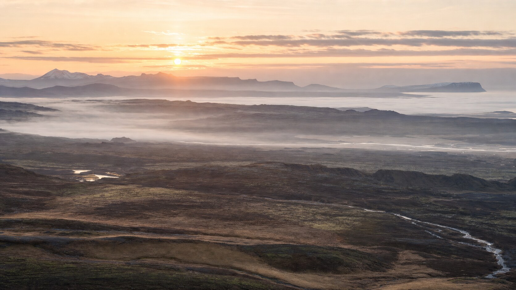 Sunrise aerial-style view of Iceland, the signature opening shot most photography tours begin with