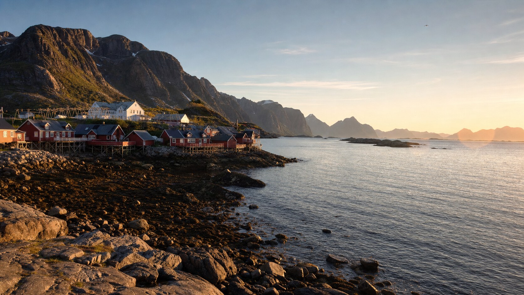 Norway photography tour at golden hour — wide landscape view from the main scenic vantage point used by photographer-led tours