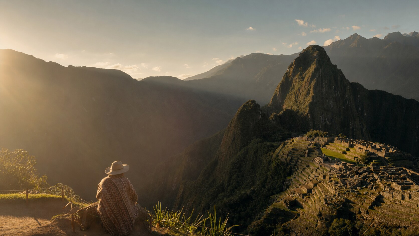 Peru photography tour at golden hour — wide landscape view from the main scenic vantage point used by photographer-led tours