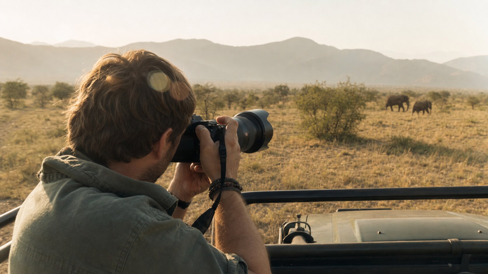 Lifestyle photograph of a photographer working with subject related to Best Safari Photography Tours