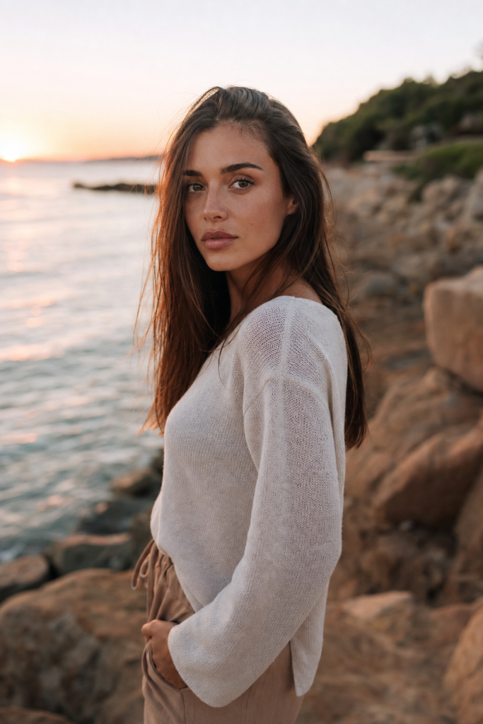 Shallow depth of field, natural skin tones, magazine quality