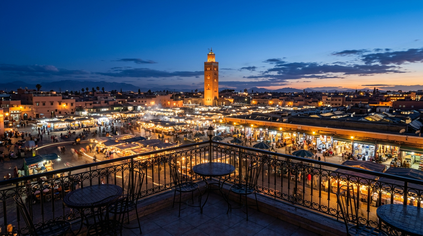Jemaa el-Fnaa — Café Glacier Rooftop — from the Marrakech Photographer's Guide