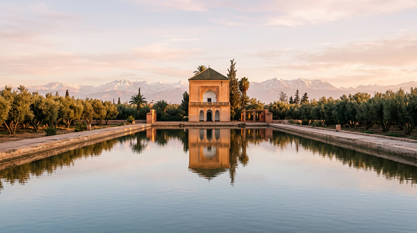 Menara Gardens — Reflecting Pool and Pavilion Marrakech photography sample