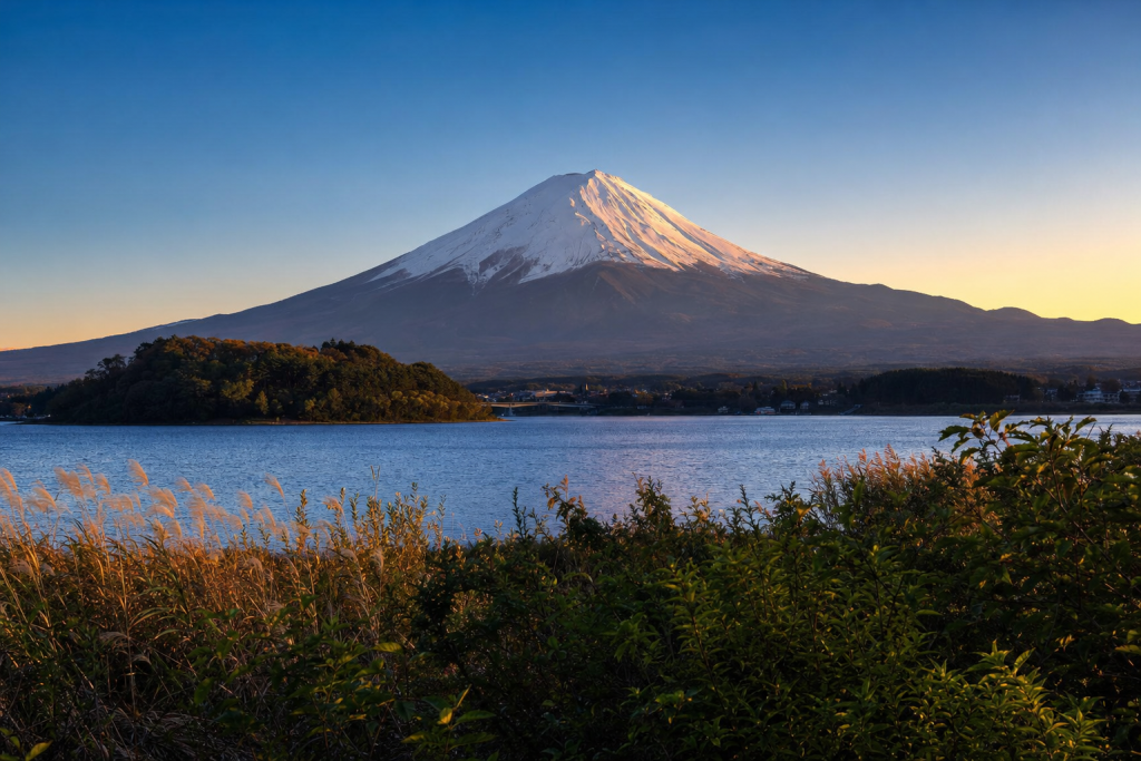 Detail-rich photograph related to How to Photograph Mount Fuji, late golden hour light, photorealistic, no text