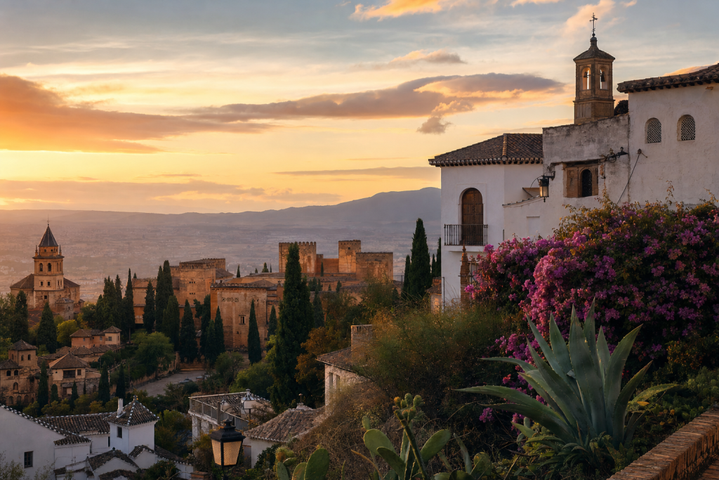Detail-rich photograph related to Photography Guide to Spain, late golden hour light, photorealistic, no text