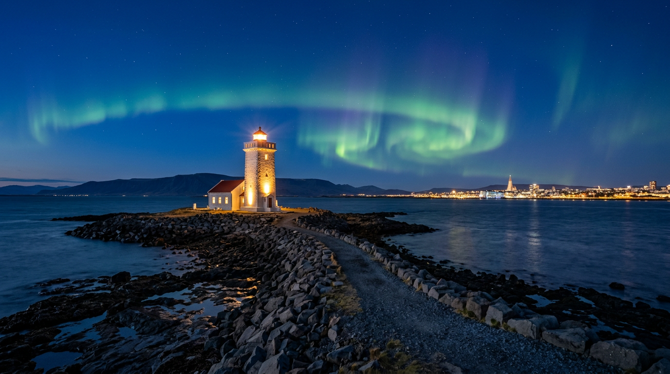 Grótta Lighthouse — Northern Lights Peninsula Reykjavik photography sample