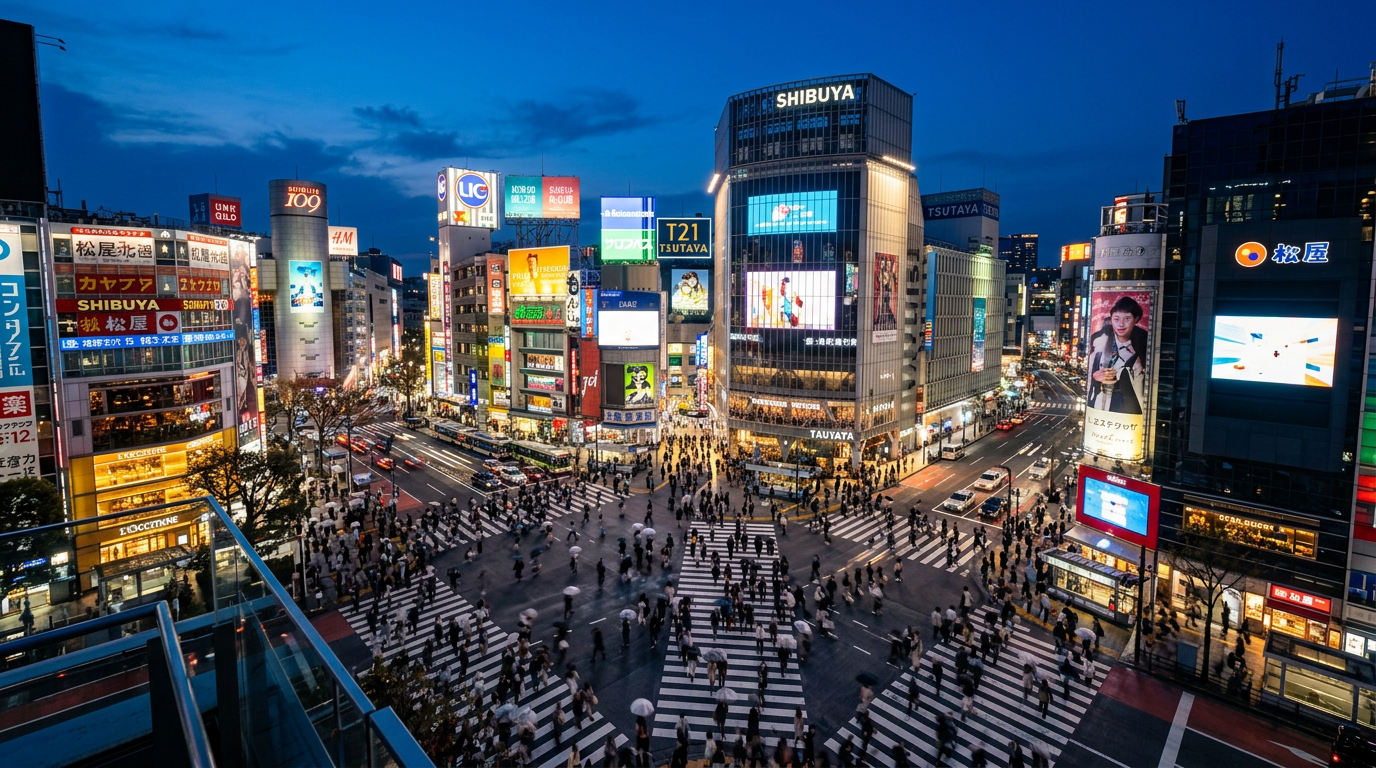 Shibuya Crossing (from Mag's Park / Shibuya Sky) — from the Tokyo Photographer's Guide