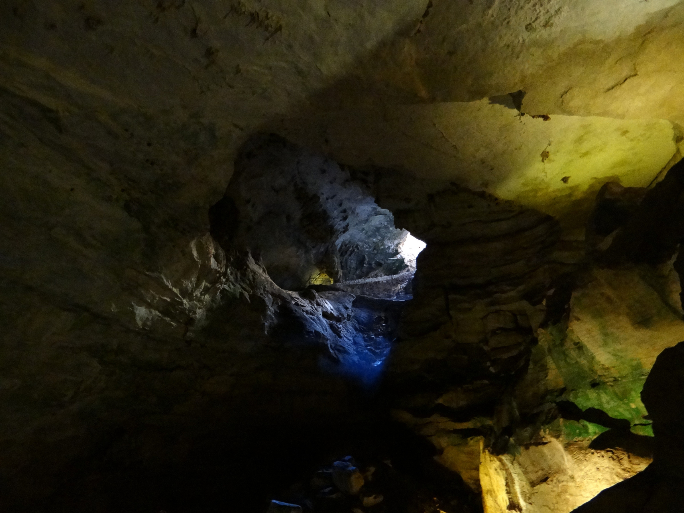 View toward the bright Natural Entrance from the darker interior of Carlsbad Cavern