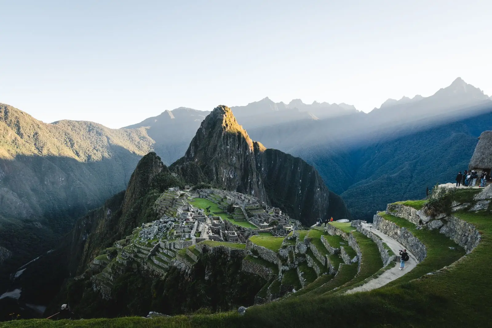 Landscape view of Machu Picchu mountain landscape in Peru demonstrating a travel photography composition.