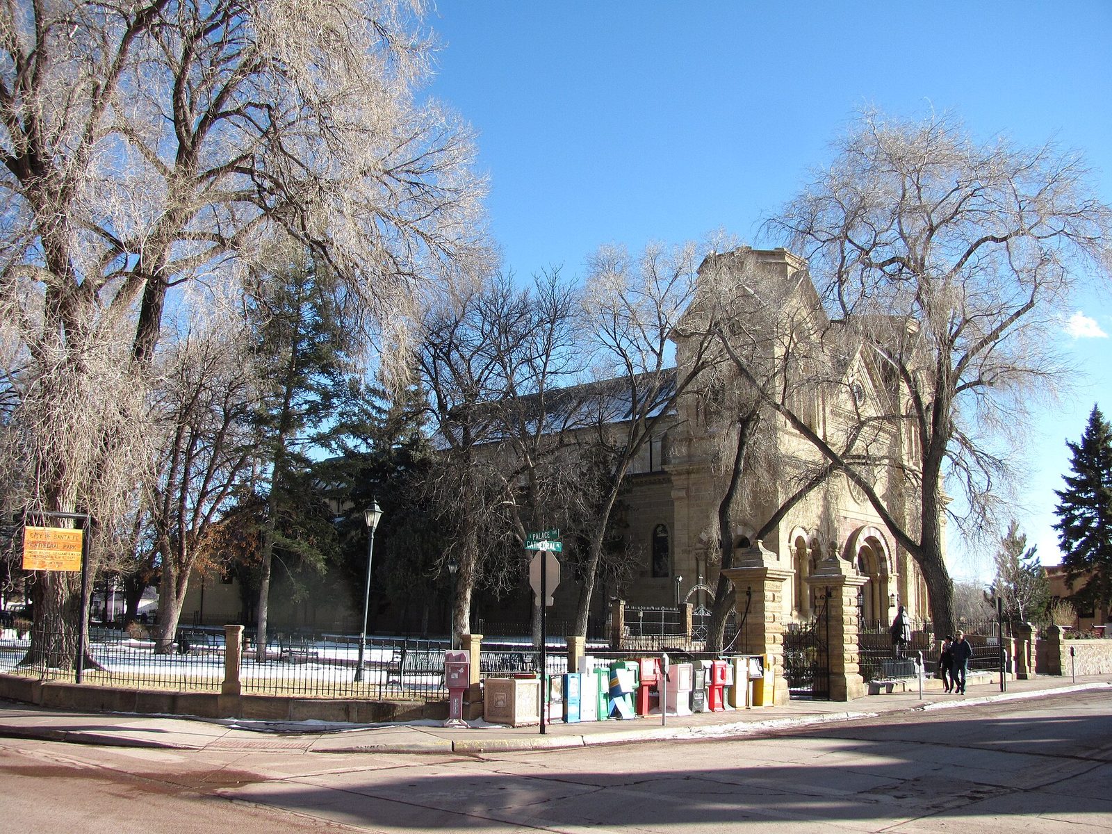 Twin bell towers of Saint Francis Cathedral in Santa Fe, New Mexico demonstrating a travel photography composition.