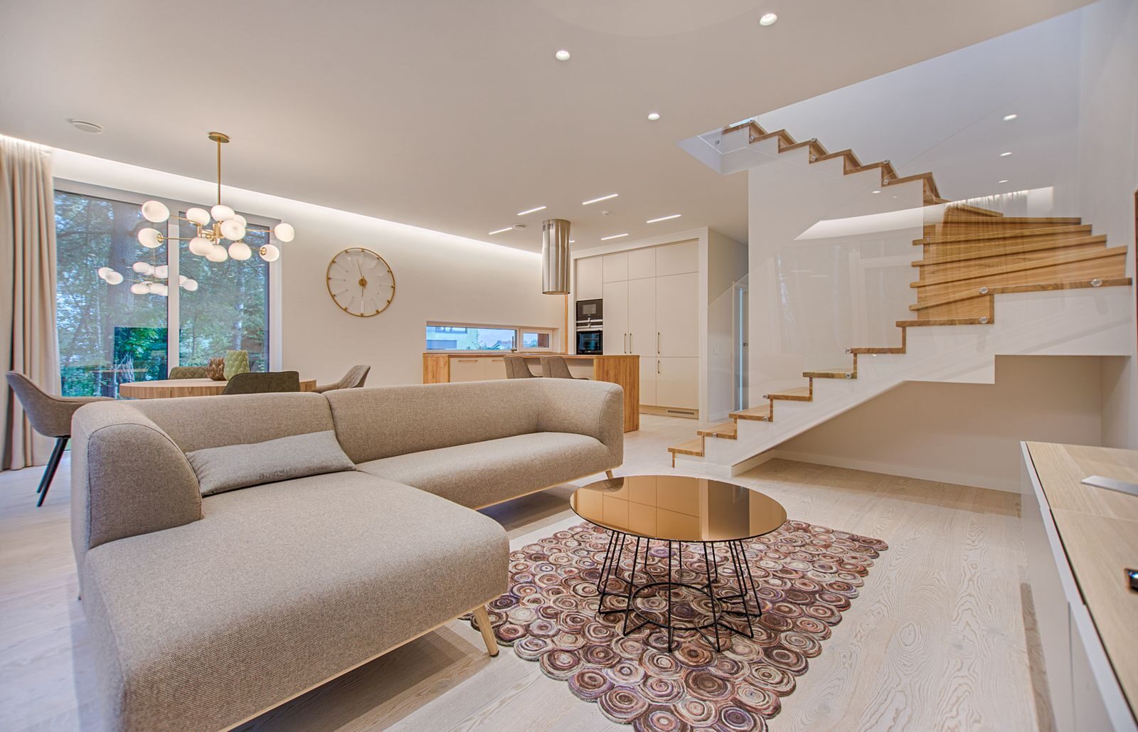 Architectural interior of a modern living room demonstrating real estate photography composition for client gallery delivery