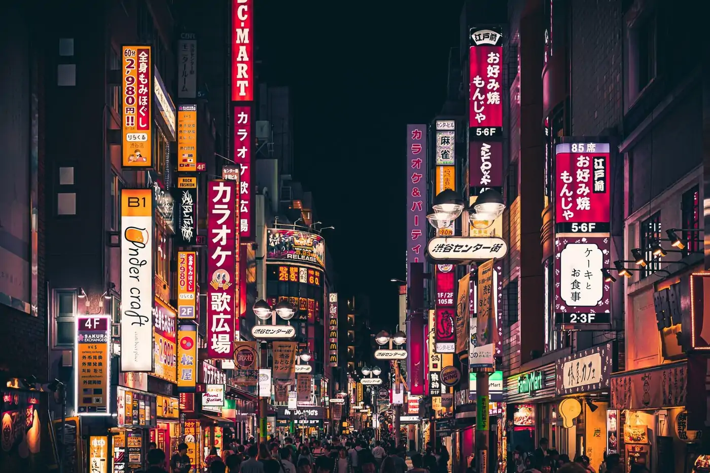 A vibrant city street at night as photographic context for the Street Photography Camera Settings: Zone Focus,... guide.