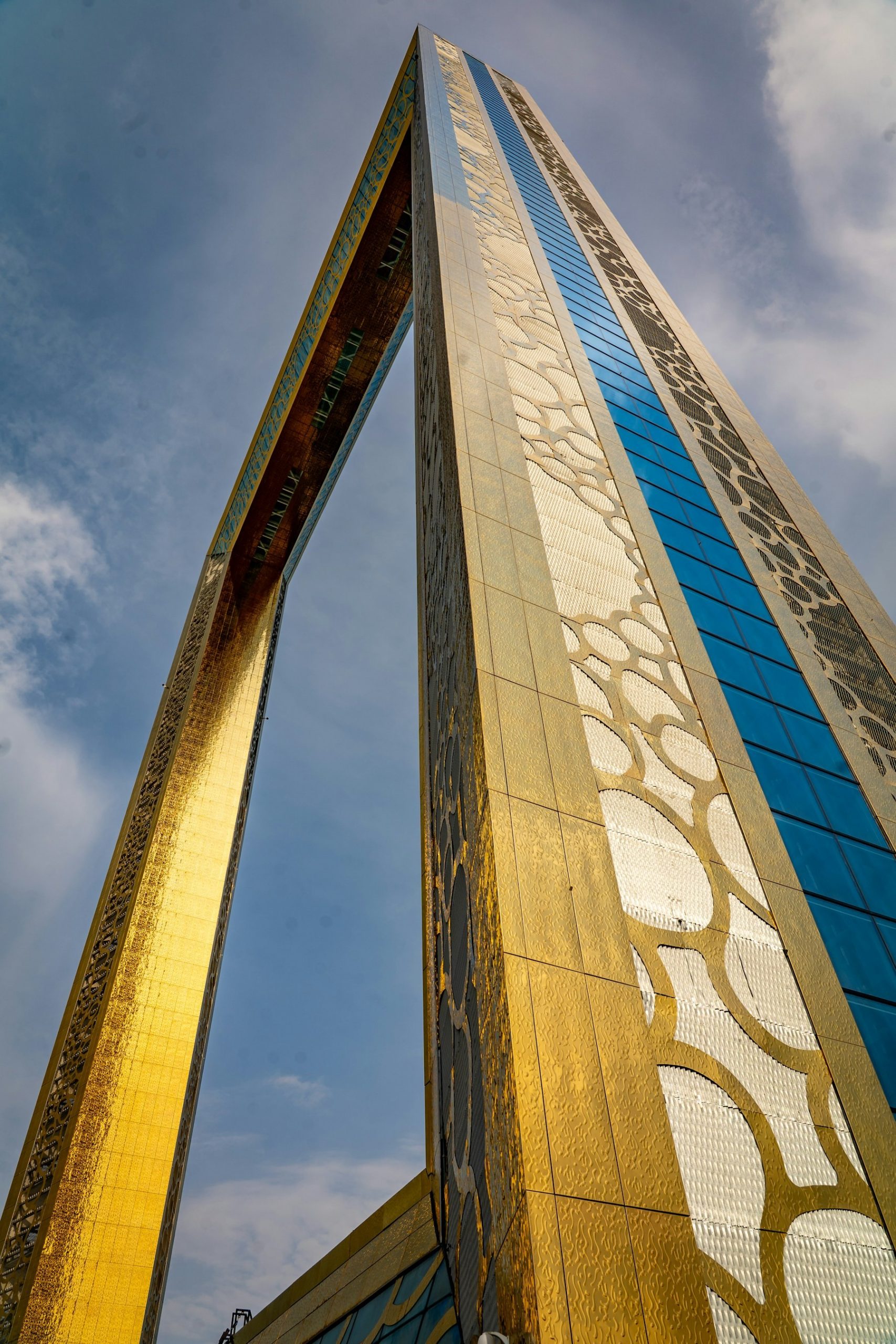 Dubai Frame gold exterior from below