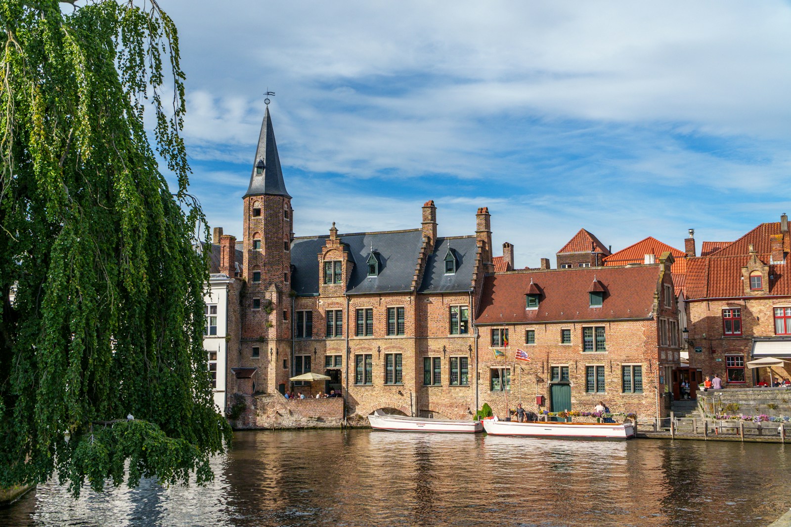 Canal and brick buildings at Rozenhoedkaai, Bruges
