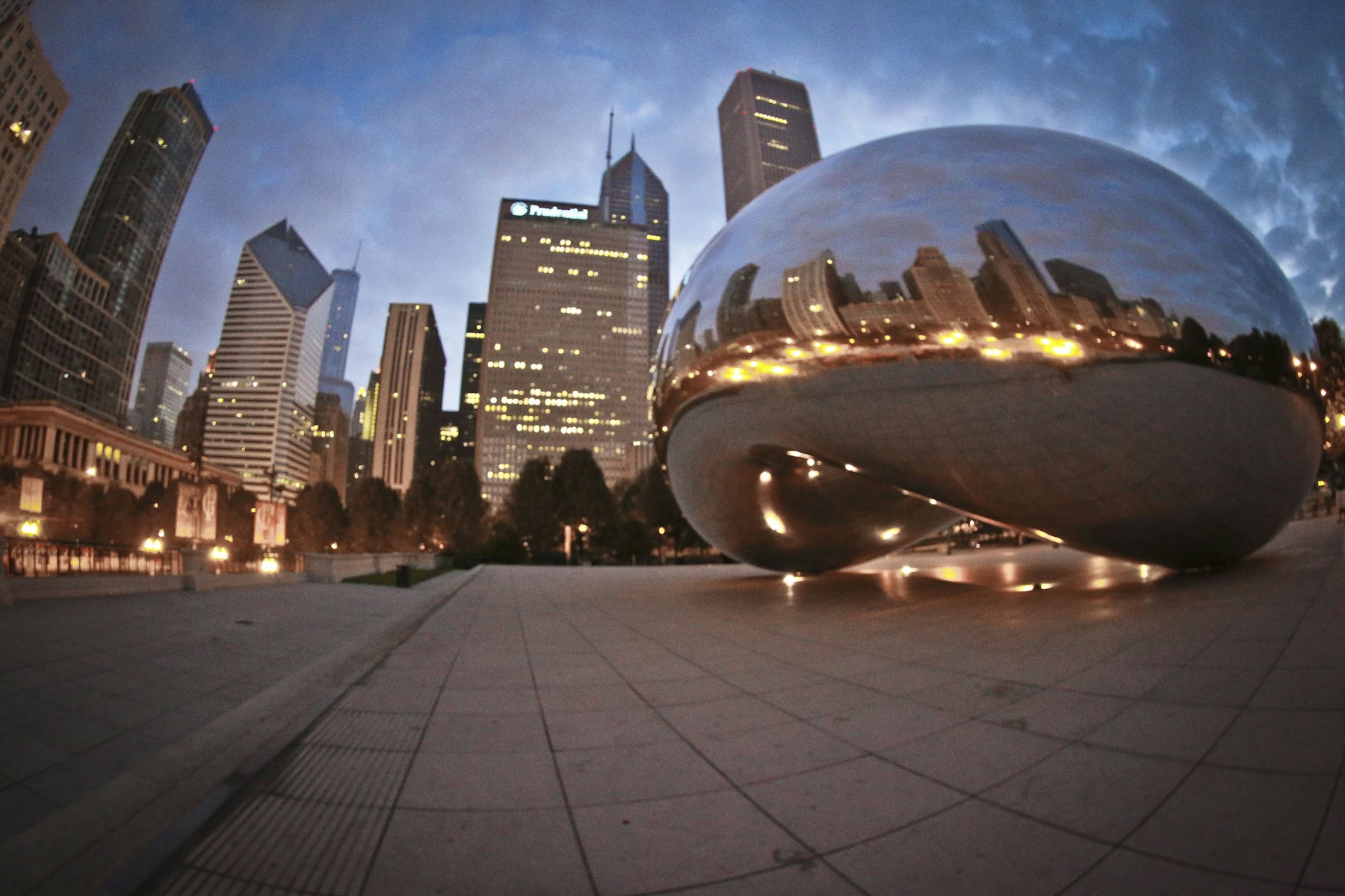 Cloud Gate in Millennium Park at dusk