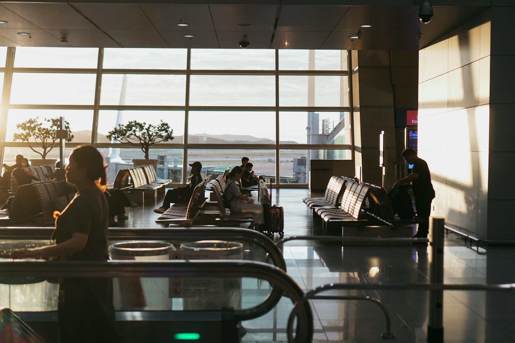 Incheon Airport passenger hall with runway view