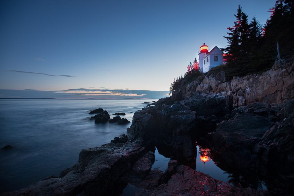 Bass Harbor Head Light at dusk, Acadia National Park