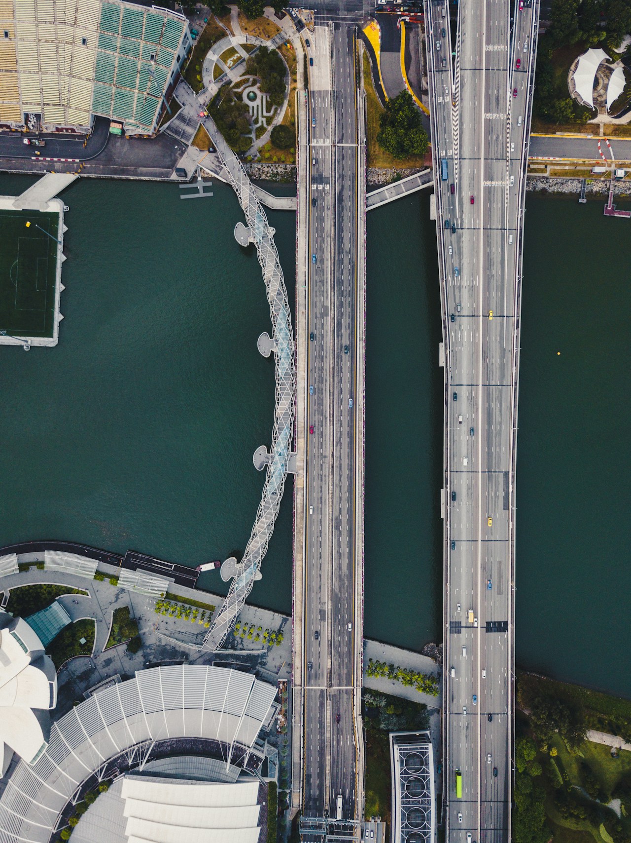 Helix Bridge and Marina Bay, Singapore