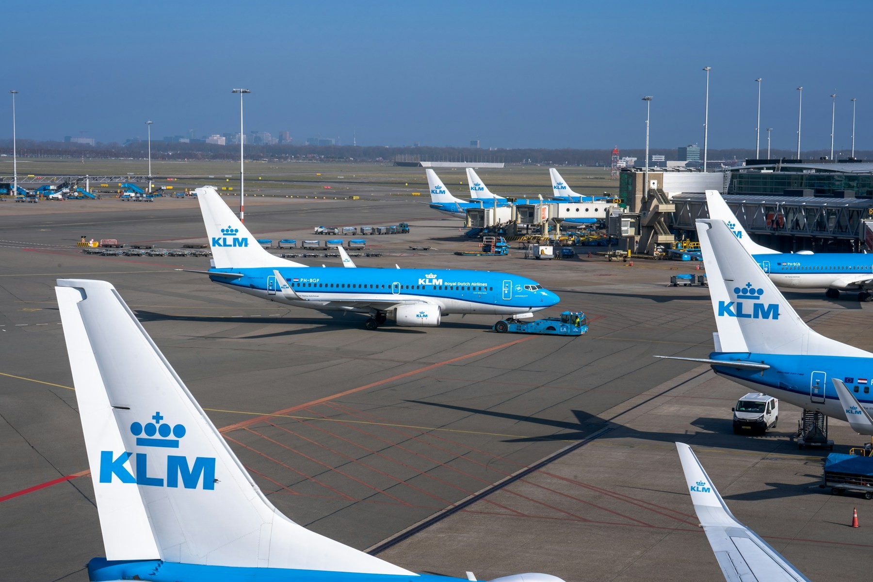KLM aircraft on apron at Schiphol Airport