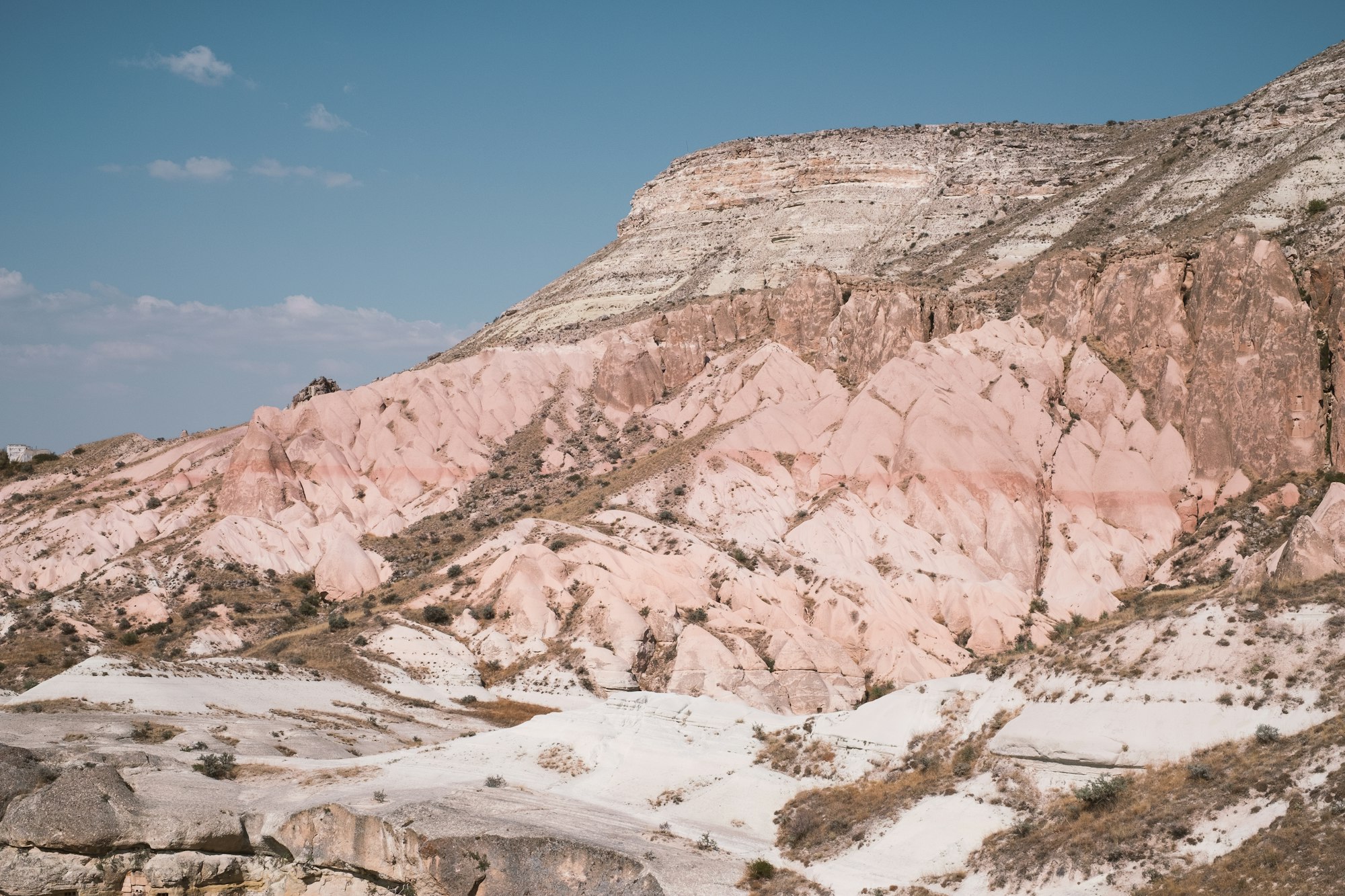 Pink and white rock ridges of Red Valley, Cappadocia
