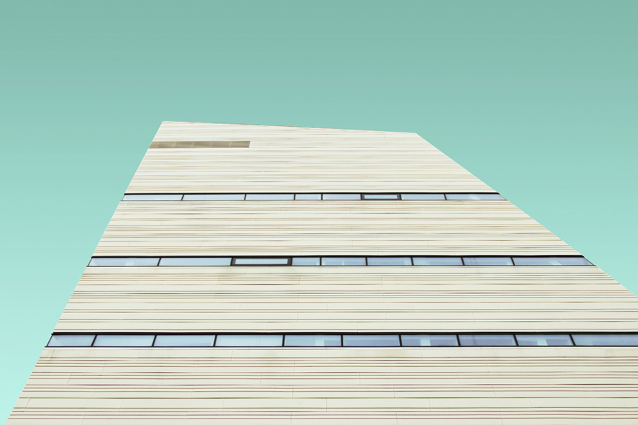 Horizontal facade viewed from below