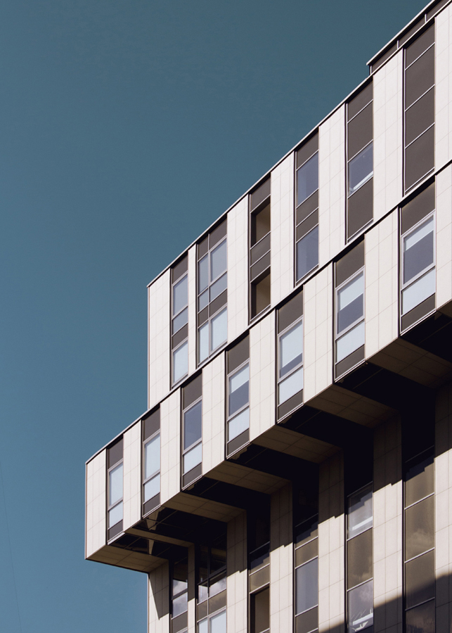 Angular glass building facade