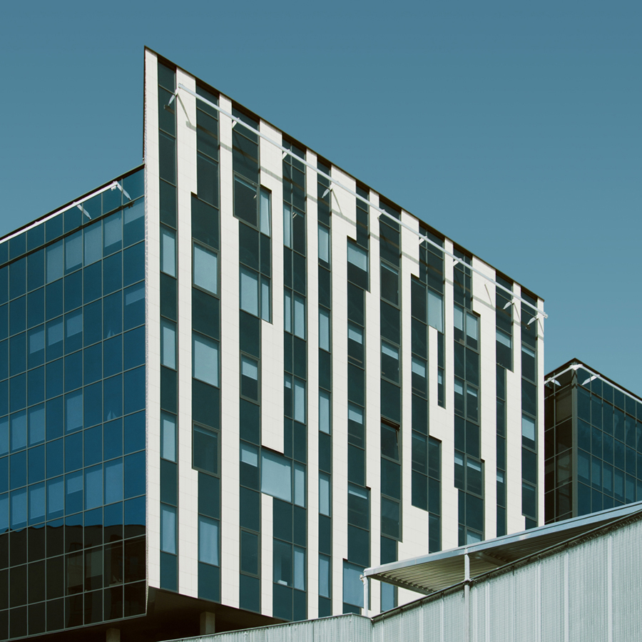 Modern office buildings and glass panels