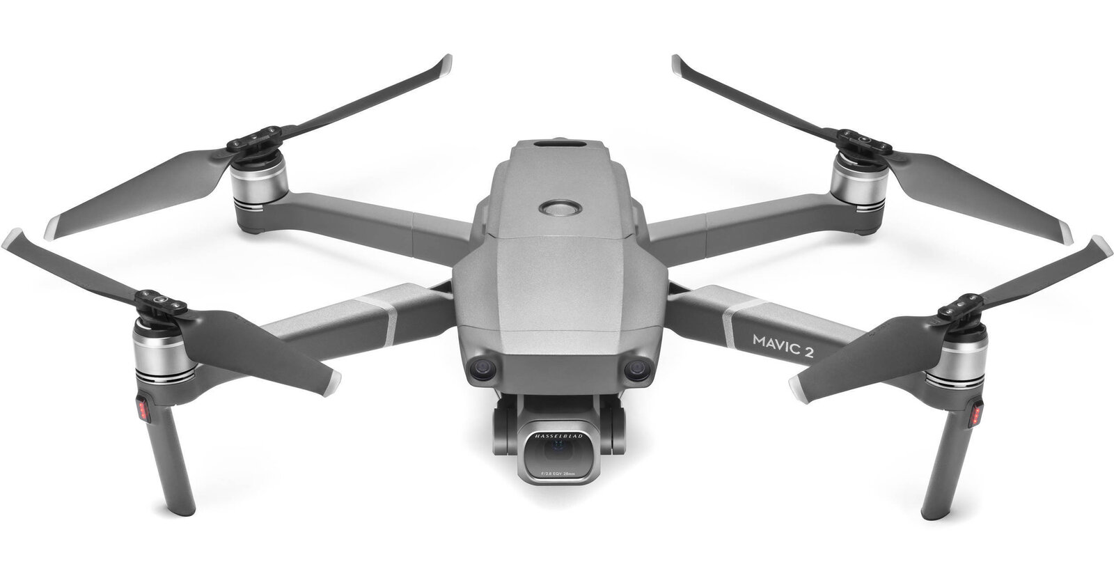 DJI Mavic 2 Pro folding drone with Hasselblad camera on a three-axis gimbal, front view