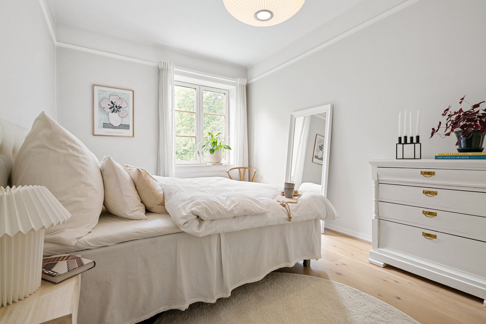 Minimalist bedroom with soft light for a before and after comparison