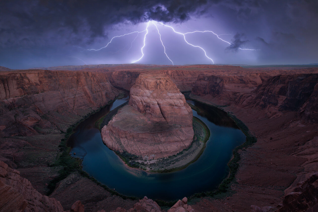 Lightning above the Colorado River at Horseshoe Bend