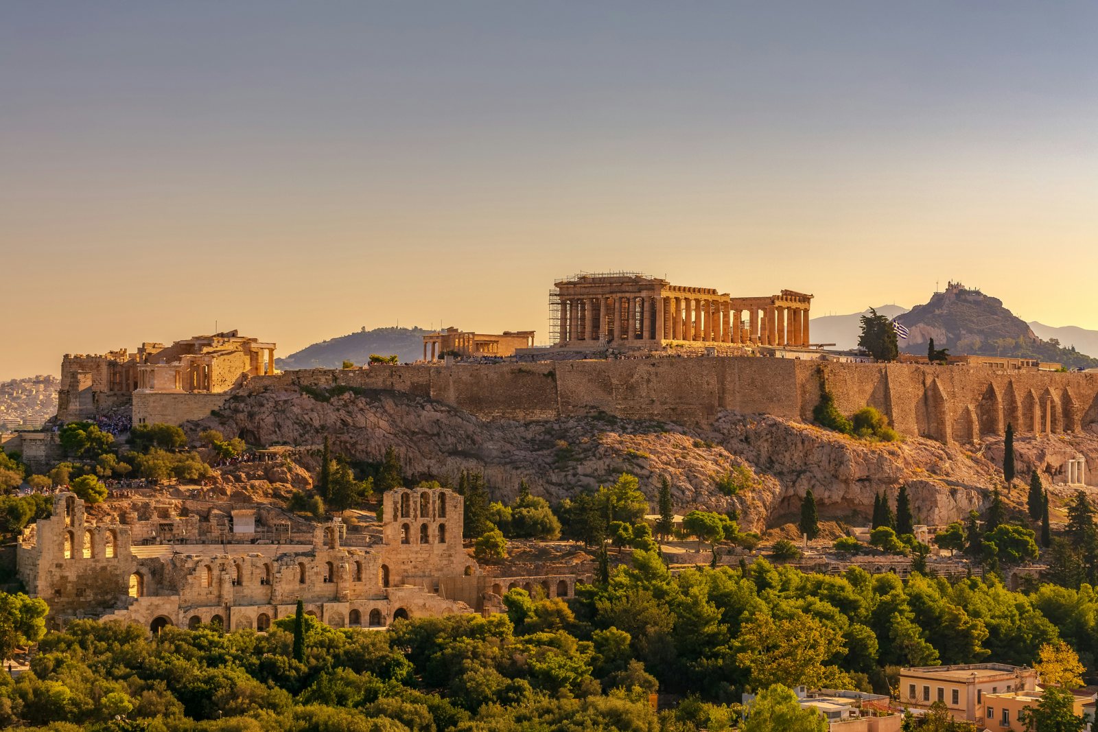 The Acropolis with the Parthenon and Erechtheion seen from Philopappos Hill