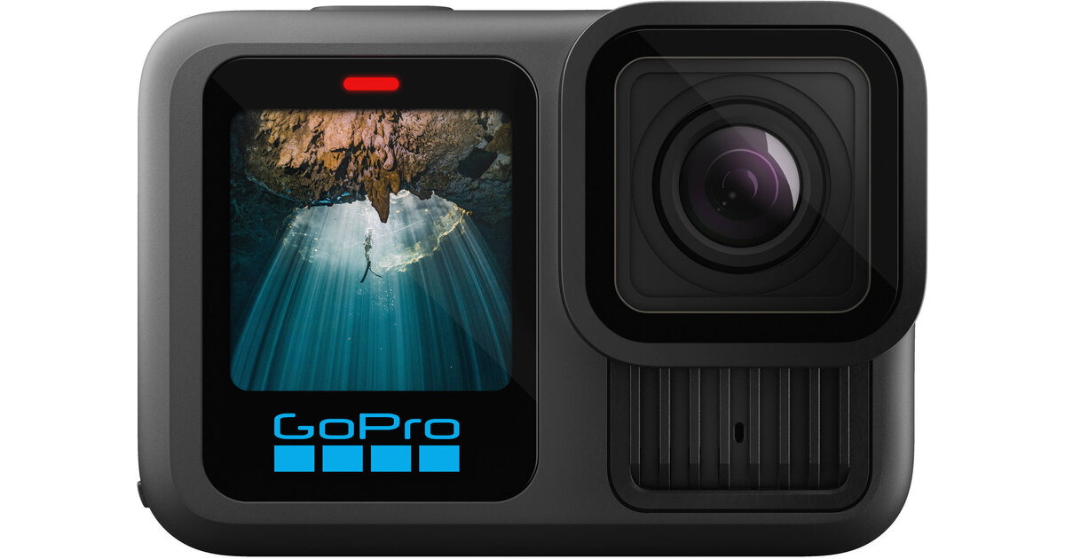 GoPro HERO13 Black action camera, front view with rear screen
