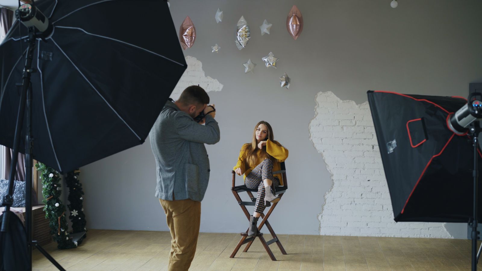 Photographer working in a professional studio session