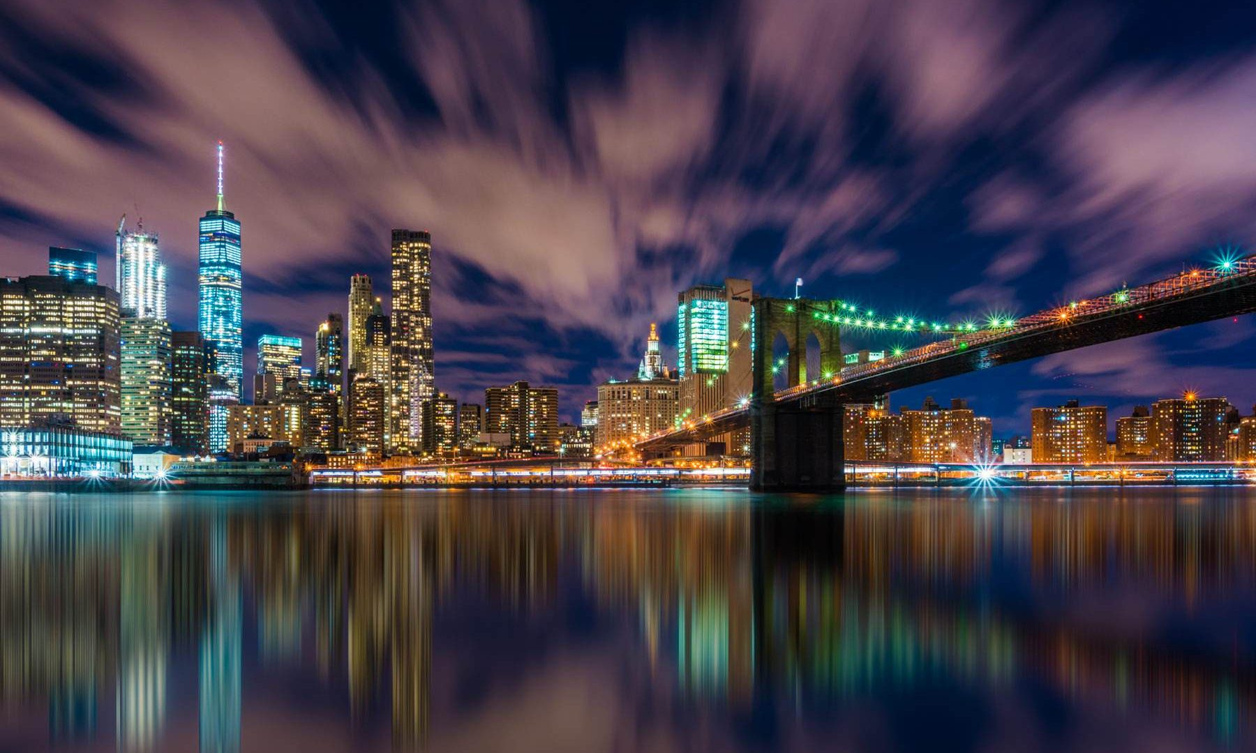 Manhattan skyline at night from Brooklyn by Edin Chavez