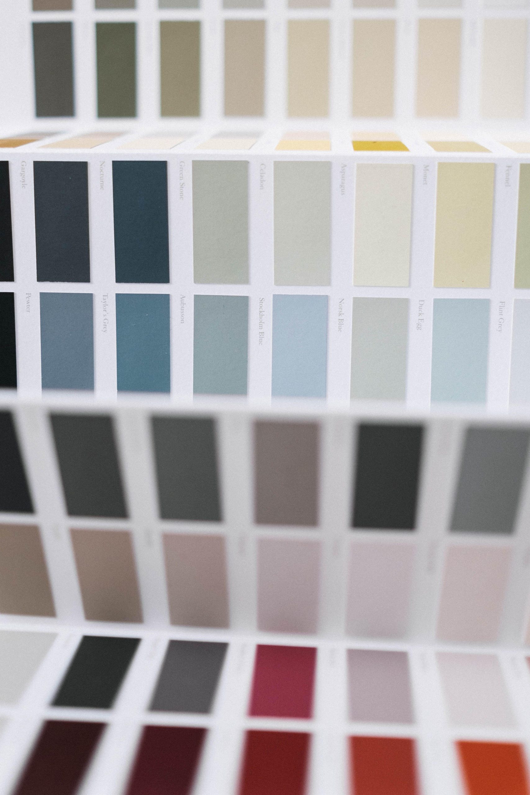 Rows of varied color swatches in a folded palette. (Stock photo, illustrative.)