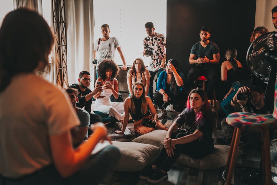 Digital nomads from diverse backgrounds connecting and networking in a coworking space or at a social event, conveying a sense of community and collaboration.